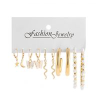 Wholesale Jewelry 1 Set Fashion Geometric Arylic Alloy Artificial Pearls Rhinestones Earrings sku image 9