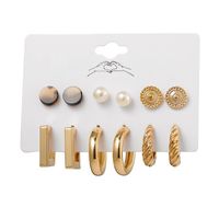 Wholesale Jewelry 1 Set Fashion Geometric Arylic Alloy Artificial Pearls Rhinestones Earrings sku image 11