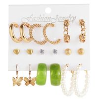 Wholesale Jewelry 1 Set Fashion Geometric Arylic Alloy Artificial Pearls Rhinestones Earrings sku image 23