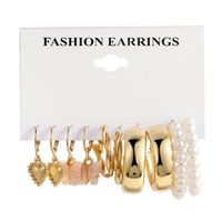 Wholesale Jewelry 1 Set Fashion Geometric Arylic Alloy Artificial Pearls Rhinestones Earrings sku image 16