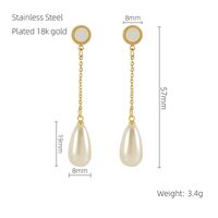 1 Pair Elegant Water Droplets Inlay Stainless Steel Artificial Pearls Shell 18K Gold Plated Drop Earrings sku image 1