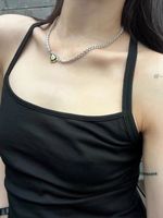 Simple Style Heart Shape Alloy Enamel Inlay Rhinestones Women's Necklace main image 5