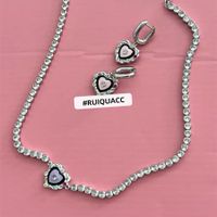 Simple Style Heart Shape Alloy Enamel Inlay Rhinestones Women's Necklace sku image 1