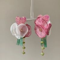 Wholesale Jewelry 1 Pair Fairy Style Flower Mixed Materials Earrings sku image 1