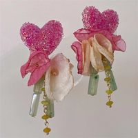 Wholesale Jewelry 1 Pair Fairy Style Flower Mixed Materials Earrings main image 3