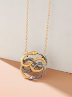 Original Design Snake Alloy Hollow Out 14k Gold Plated Couple Pendant Necklace main image 2