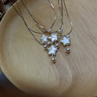 Fairy Style Star Freshwater Pearl Titanium Steel Pendant Necklace sku image 1