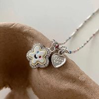 Cute Star Heart Shape Smiley Face Copper Inlay Rhinestones Pendant Necklace sku image 1