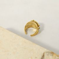 Wholesale Vintage Style Geometric Titanium Steel 18k Gold Plated Natural Stone Open Ring main image 5