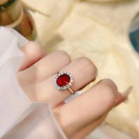Luxurious Oval Sterling Silver Inlay Zircon Open Ring main image 3