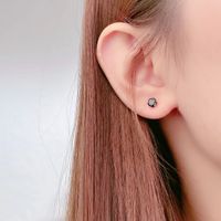 1 Pair Simple Style Round Sterling Silver Inlay Zircon Ear Studs main image 1