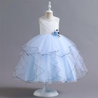 Princess Color Block Flower Polyester Girls Dresses sku image 14