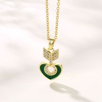 Wholesale Artistic Heart Shape Arrow Stainless Steel Titanium Steel 18k Gold Plated Gold Plated Zircon Pendant Necklace main image 5