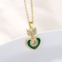 Wholesale Artistic Heart Shape Arrow Stainless Steel Titanium Steel 18k Gold Plated Gold Plated Zircon Pendant Necklace sku image 1