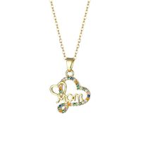 Stainless Steel Titanium Steel 18K Gold Plated MAMA Modern Style Plating Inlay Letter Heart Shape Zircon Pendant Necklace main image 5