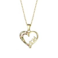 Stainless Steel Titanium Steel 18K Gold Plated MAMA Modern Style Plating Inlay Letter Heart Shape Zircon Pendant Necklace main image 3