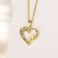 Stainless Steel Titanium Steel 18K Gold Plated MAMA Modern Style Plating Inlay Letter Heart Shape Zircon Pendant Necklace sku image 1