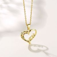 Stainless Steel Titanium Steel 18K Gold Plated MAMA Modern Style Plating Inlay Letter Heart Shape Zircon Pendant Necklace main image 6