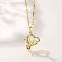 Stainless Steel Titanium Steel 18K Gold Plated MAMA Modern Style Plating Inlay Letter Heart Shape Zircon Pendant Necklace main image 2