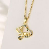 Stainless Steel Titanium Steel 18K Gold Plated MAMA Modern Style Plating Inlay Letter Heart Shape Zircon Pendant Necklace sku image 2