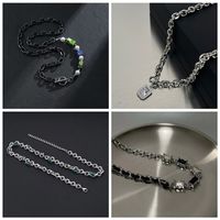 Hip-hop Geometric Cross Letter Alloy Titanium Steel Inlay Artificial Gemstones Men's Necklace main image 5