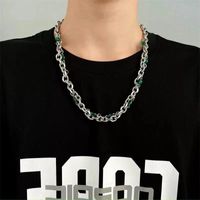 Hip-hop Geometric Cross Letter Alloy Titanium Steel Inlay Artificial Gemstones Men's Necklace main image 4