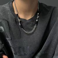Hip-hop Geometric Cross Letter Alloy Titanium Steel Inlay Artificial Gemstones Men's Necklace sku image 19