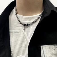 Hip-hop Geometric Cross Letter Alloy Titanium Steel Inlay Artificial Gemstones Men's Necklace sku image 7