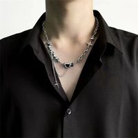 Hip-hop Geometric Cross Letter Alloy Titanium Steel Inlay Artificial Gemstones Men's Necklace sku image 20