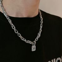 Hip-hop Geometric Cross Letter Alloy Titanium Steel Inlay Artificial Gemstones Men's Necklace sku image 33