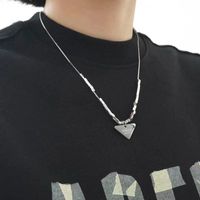 Hip-hop Geometric Cross Letter Alloy Titanium Steel Inlay Artificial Gemstones Men's Necklace sku image 3