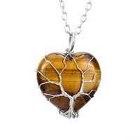 Simple Style Heart Shape Natural Stone Ferroalloy Knitting Pendant Necklace sku image 2