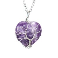 Simple Style Heart Shape Natural Stone Ferroalloy Knitting Pendant Necklace sku image 5