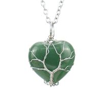 Simple Style Heart Shape Natural Stone Ferroalloy Knitting Pendant Necklace sku image 1