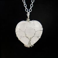 Simple Style Heart Shape Natural Stone Ferroalloy Knitting Pendant Necklace sku image 3