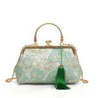 Pink Green White Pu Leather Flower Square Evening Bags sku image 2