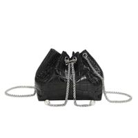 Women's Medium Pu Leather Solid Color Streetwear Bucket String Shoulder Bag Crossbody Bag Chain Bag sku image 4