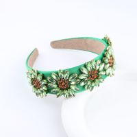 Retro Flower Rhinestone Sponge Hair Band sku image 5