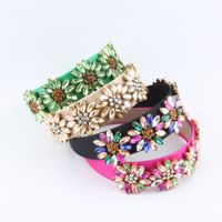 Retro Flower Rhinestone Sponge Hair Band main image 1