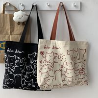 Women's Basic Letter Canvas Shopping Bags main image 5