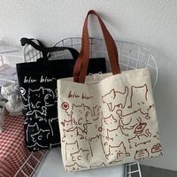Women's Basic Letter Canvas Shopping Bags main image 1