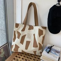 Women's Classic Style Letter Canvas Shopping Bags sku image 2