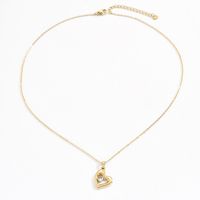 Wholesale Elegant Heart Shape Stainless Steel 14k Gold Plated Artificial Rhinestones Pendant Necklace main image 2