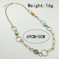 Casual Circle Splicing 304 Stainless Steel Metal Plating Glass Stone 14K Gold Plated Women'S Necklace main image 4