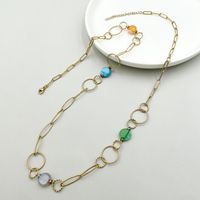Casual Circle Splicing 304 Stainless Steel Metal Plating Glass Stone 14K Gold Plated Women'S Necklace main image 1