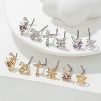 Wholesale Fashion Hexagram Cross Scorpion Copper 18k Gold Plated Pearl Zircon Nose Studs main image 6