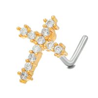 Wholesale Fashion Hexagram Cross Scorpion Copper 18k Gold Plated Pearl Zircon Nose Studs sku image 5