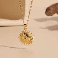 Casual Sun Copper 14k Gold Plated Zircon Pendant Necklace In Bulk sku image 1