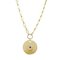 304 Stainless Steel 14K Gold Plated Elegant Luxurious Ethnic Style Plating Inlay Round Stripe Natural Stone Pendant Necklace main image 2