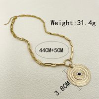 304 Stainless Steel 14K Gold Plated INS Style Plating Inlay Round Natural Stone Pendant Necklace main image 4
